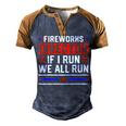 4Th Of July Fireworks Director If I Run We All You Run Men's Henley Shirt Raglan Sleeve 3D Print T-shirt Brown Orange