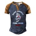 Make America Punk Again Punks Not Dead Skull Rock Style Men's Henley Raglan T-Shirt Brown Orange