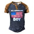 All American Boy Usa Flag Distressed 4Th Of July Men's Henley Raglan T-Shirt Brown Orange