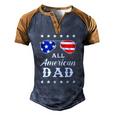 Mens All American Dad 4Th Of July Sunglasses And Stars Men's Henley Raglan T-Shirt Brown Orange