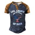 American Flag Deer 4Th Of July - The Pursuit Of Deer Men's Henley Shirt Raglan Sleeve 3D Print T-shirt Brown Orange