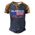 All American Flag Video Gamer July 4Th Boys Kids Men Men's Henley Raglan T-Shirt Brown Orange