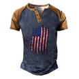 American Flag4th Of July Patriotic Usa Flag Men's Henley Raglan T-Shirt Brown Orange