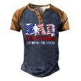 American Veteran Grandpa Dad Veteran Myth Legend Men's Henley Raglan T-Shirt Brown Orange