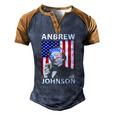 Anbrew Johnson 4Th July Andrew Johnson Drinking Party Men's Henley Raglan T-Shirt Brown Orange