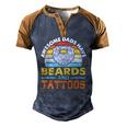 Awesome Dads Have Beards And Tattoo Men's Henley Raglan T-Shirt Brown Orange