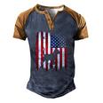 Beagle Dog Usa American Flag 4Th Of July Patriotic Men's Henley Raglan T-Shirt Brown Orange