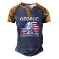 Beer George Sloshington American Flag 4Th Of July Men's Henley Raglan T-Shirt Brown Orange