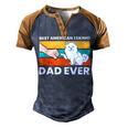 Best American Eskimo Dad Ever Funny American Eskimo Dad Men's Henley Shirt Raglan Sleeve 3D Print T-shirt Brown Orange