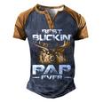 Best Buckin Pap Ever Deer Hunting Bucking Father Men's Henley Shirt Raglan Sleeve 3D Print T-shirt Brown Orange