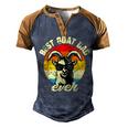 Best Goat Dad Ever Face Retro Vintage Sunset Men's Henley Shirt Raglan Sleeve 3D Print T-shirt Brown Orange