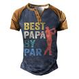 Best Papa By Par Fathers Day Golf Grandpa Men's Henley Raglan T-Shirt Brown Orange