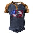 Bigfoot American Flag Sasquatch 4Th July Men's Henley Raglan T-Shirt Brown Orange
