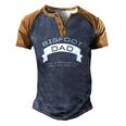Mens Bigfoot Dad Cute Fathers Day Men's Henley Raglan T-Shirt Brown Orange