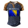 Bosnia-Herzegovina Bosnian Flag Bosnian Pride Bosnian Roots Men's Henley Raglan T-Shirt Brown Orange