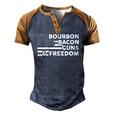 Bourbon Bacon Guns & Freedom 4Th Of July Patriotic Usa Flag Men's Henley Raglan T-Shirt Brown Orange