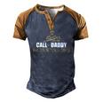 Call Of Daddy Parenting Ops Gamer Dads Fathers Day Men's Henley Raglan T-Shirt Brown Orange