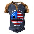 Captain Dad Pontoon Boat Retro Us Flag 4Th Of July Boating Zip Men's Henley Shirt Raglan Sleeve 3D Print T-shirt Brown Orange
