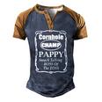 Mens Cornhole Champion Boss Of The Toss Pappy Men's Henley Raglan T-Shirt Brown Orange