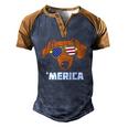 Dachshund Wiener American Usa Flag 4Th Of July Fourth Dog Men's Henley Raglan T-Shirt Brown Orange