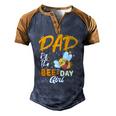 Dad Of The Bee Day Girl Hive Party Matching Birthday Men's Henley Raglan T-Shirt Brown Orange