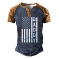 Mens Daddy American Flag Fathers Day Patriotic Usa 4Th Of July Men's Henley Raglan T-Shirt Brown Orange