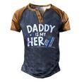Daddy Is My Hero Kids Police Thin Blue Line Law Enforcement Men's Henley Raglan T-Shirt Brown Orange