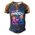 Daddy Loves You Pink Blue Gender Reveal Newborn Announcement Men's Henley Raglan T-Shirt Brown Orange