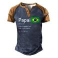 This Definition Of Papai Brazilian Father Brazil Flag Classic Men's Henley Raglan T-Shirt Brown Orange