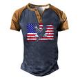 Eagle American Flag 4Th Of July Usa Merica Bird Lover Men's Henley Raglan T-Shirt Brown Orange