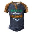Falconer Falcon Hunter Hunting Hawking Eat Sleep Falconry Men's Henley Raglan T-Shirt Brown Orange