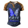 Fasd Awareness Butterfly Blue And Grey Ribbon Fetal Alcohol Spectrum Disorder Fetal Alcohol Spectrum Disorder Awareness Men's Henley Shirt Raglan Sleeve 3D Print T-shirt Brown Orange