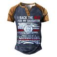 Father Grandpa I Back The Red For My Daughter Proud Firefighter Dad 186 Family Dad Men's Henley Shirt Raglan Sleeve 3D Print T-shirt Brown Orange