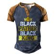 Mens Fathers Day Black Father Black King African American Dad Men's Henley Raglan T-Shirt Brown Orange