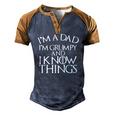 Fathers Day Im A Dad Im Grumpy And I Know Things Men's Henley Raglan T-Shirt Brown Orange