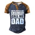 Mens My Favorite Engineer Calls Me Dad Fathers Day Men's Henley Raglan T-Shirt Brown Orange