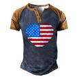 Fourth Of July 4Th July Us America Flag Kids Men Patriotic Men's Henley Raglan T-Shirt Brown Orange