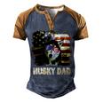 Funny Best Husky Dad Ever American Flag 4Th Of July Vintage Men's Henley Shirt Raglan Sleeve 3D Print T-shirt Brown Orange