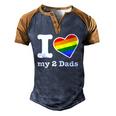 Gay Dads I Love My 2 Dads With Rainbow Heart Men's Henley Raglan T-Shirt Brown Orange