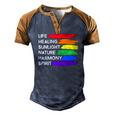 Gay Pride Awareness Flag Meaning For Gay & Lesbian Men's Henley Raglan T-Shirt Brown Orange