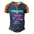 Gender Reveal Touchdowns Or Tutus Dad Matching Baby Party Men's Henley Raglan T-Shirt Brown Orange