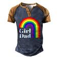 Girl Dad Outfit For Fathers Day Lgbt Gay Pride Rainbow Flag Men's Henley Raglan T-Shirt Brown Orange