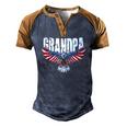 Mens Grandpa Vintage Usa Flag Bald Eagle Patriotic 4Th Of July Men's Henley Raglan T-Shirt Brown Orange