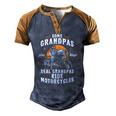 Mens Some Grandpas Play Bingo Real Grandpas Ride Motorcycles Men's Henley Raglan T-Shirt Brown Orange