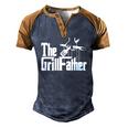 The Grillfather Barbecue Grilling Bbq The Grillfather Men's Henley Raglan T-Shirt Brown Orange