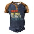 Mens Groom The Man The Myth The Legend Bachelor Party Engagement Men's Henley Raglan T-Shirt Brown Orange
