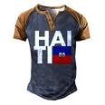 Haiti Flag Haiti Nationalist Haitian Men's Henley Raglan T-Shirt Brown Orange