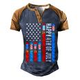 Happy 4Th Of July American Flag Fireworks Patriotic Outfits Men's Henley Raglan T-Shirt Brown Orange