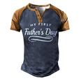 Happy First Fathers Day - New Dad Gift Men's Henley Shirt Raglan Sleeve 3D Print T-shirt Brown Orange