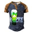Happy Saint Patricks Day Irish Green Shamrock Beer Men's Henley Raglan T-Shirt Brown Orange